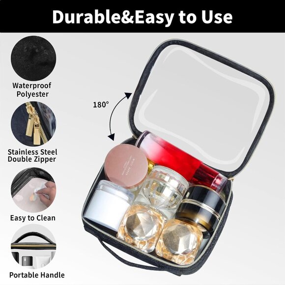 TSA Approved Travel Toiletry Bag,2 Pack Clear Makeup Bags with Handles,Quart Siz - Picture 5 of 6